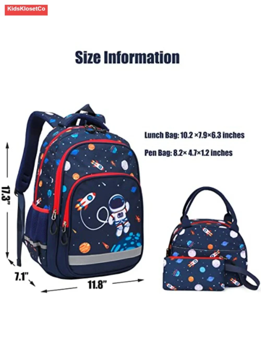 Kids Backpack with Lunch Bag and Pencil Case - Lightweight School Book Bag Set